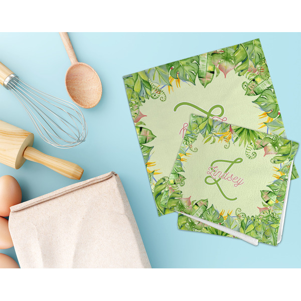 Tropical Leaves Border Microfiber Dish Rag - LIFESTYLE