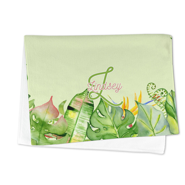 Tropical Leaves Border Microfiber Dish Towel - FOLDED HALF