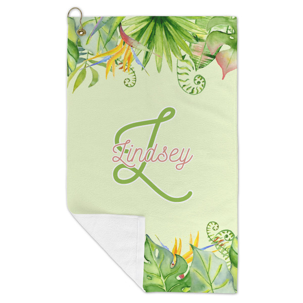 Tropical Leaves Border Microfiber Golf Towels - FOLD