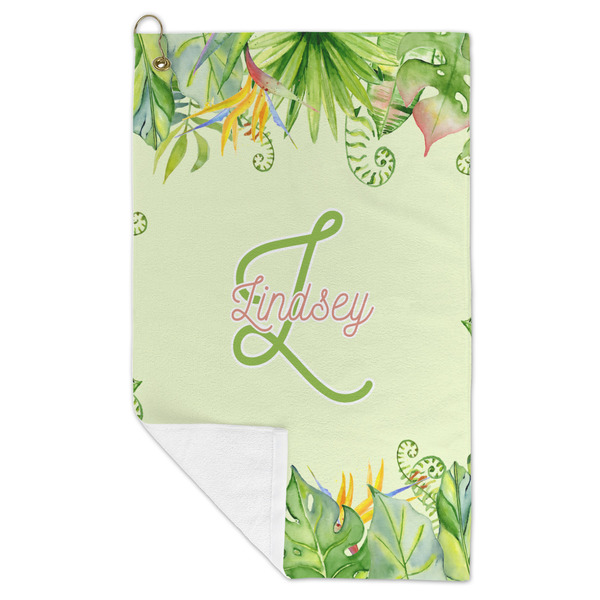 Tropical Leaves Border Microfiber Golf Towels - FOLD