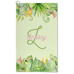 Tropical Leaves Border Microfiber Golf Towel - Large (Personalized)