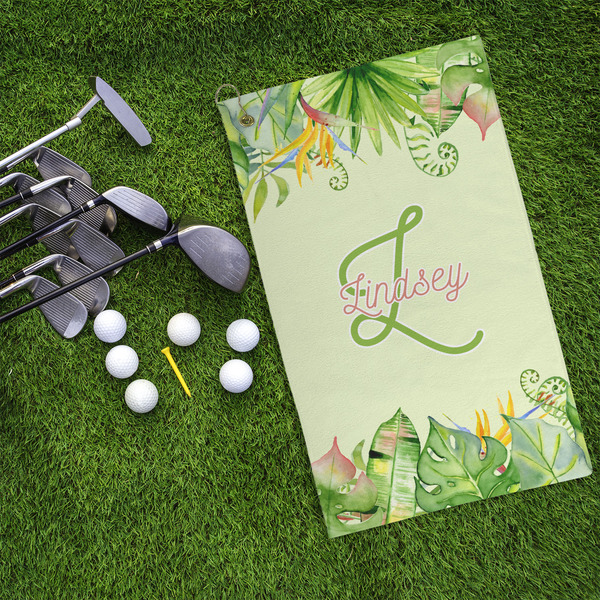 Tropical Leaves Border Microfiber Golf Towels - LIFESTYLE