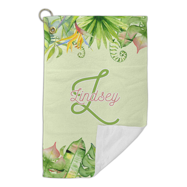 Tropical Leaves Border Microfiber Golf Towels Small - FRONT FOLDED