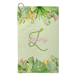 Tropical Leaves Border Microfiber Golf Towel - Small (Personalized)