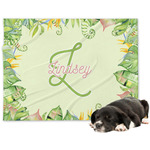 Tropical Leaves Border Dog Blanket (Personalized)