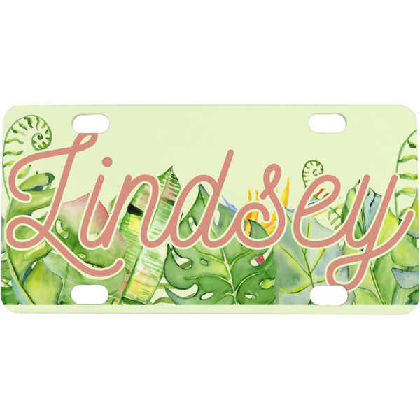 Custom Tropical Leaves Border Mini / Bicycle License Plate (4 Holes) (Personalized)