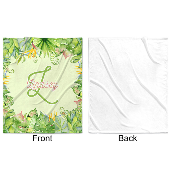 Tropical Leaves Border Minky Blanket - 50"x60" - Single Sided - Front & Back