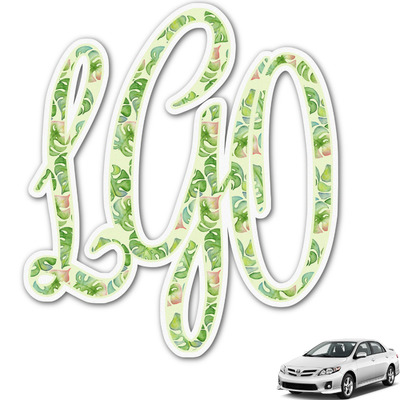 Tropical Leaves Border Monogram Car Decal (Personalized)