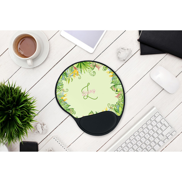 Tropical Leaves Border Mouse Pad with Wrist Rest - LIFESYTLE 1