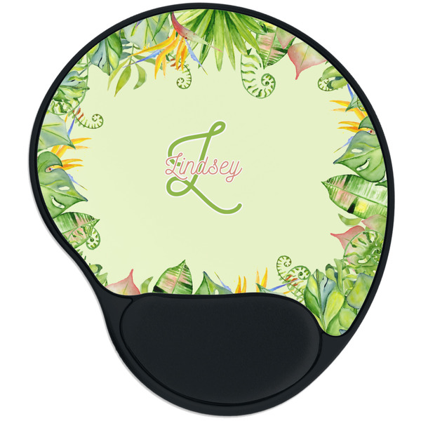 Custom Tropical Leaves Border Mouse Pad with Wrist Support