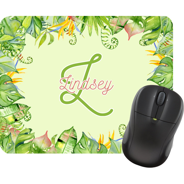 Custom Tropical Leaves Border Rectangular Mouse Pad (Personalized)