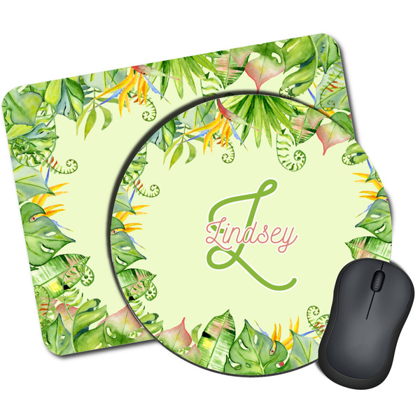 Custom Tropical Leaves Border Mouse Pad (Personalized)