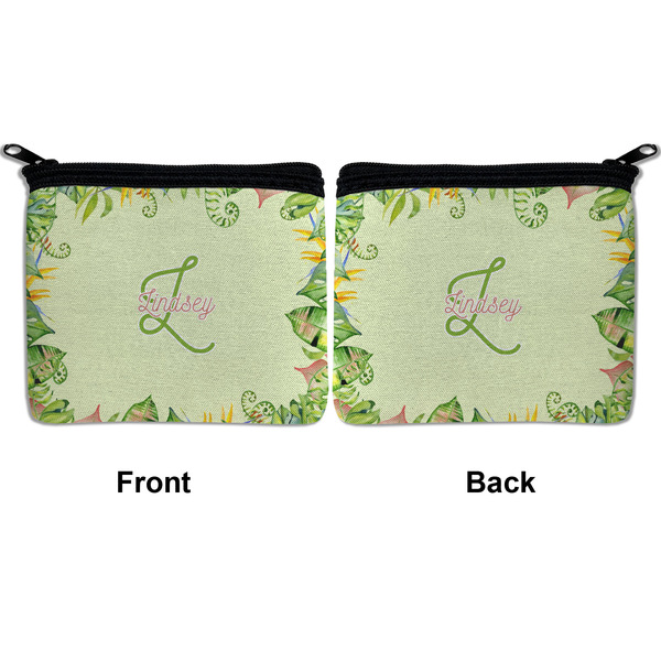 Tropical Leaves Border Neoprene Coin Purse - Front & Back (APPROVAL)
