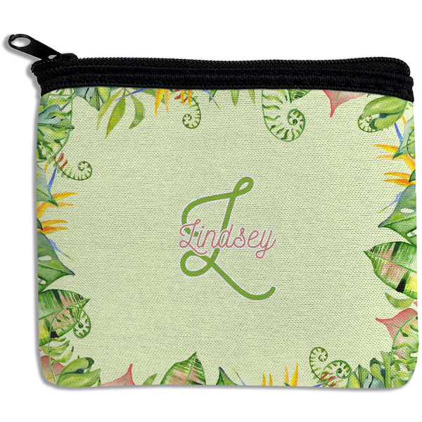 Custom Tropical Leaves Border Rectangular Coin Purse (Personalized)
