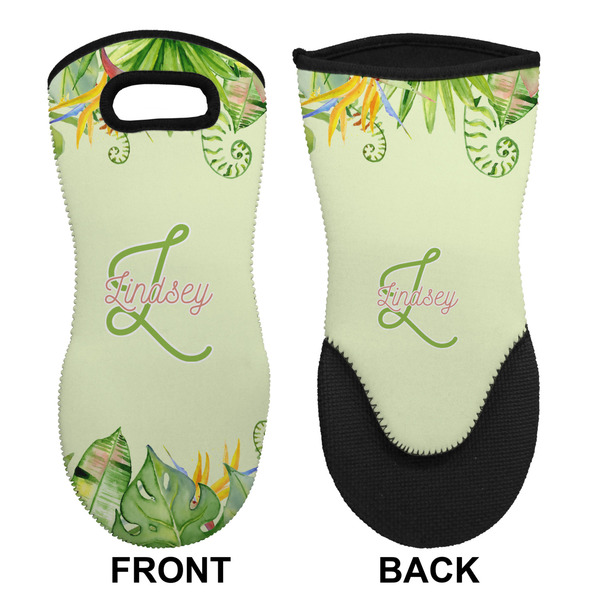 Tropical Leaves Border Neoprene Oven Mitt (Front & Back)