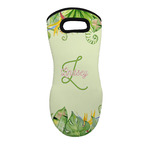 Tropical Leaves Border Neoprene Oven Mitt - Single w/ Name and Initial