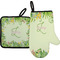 Tropical Leaves Border Right Oven Mitt & Pot Holder Set w/ Name and Initial