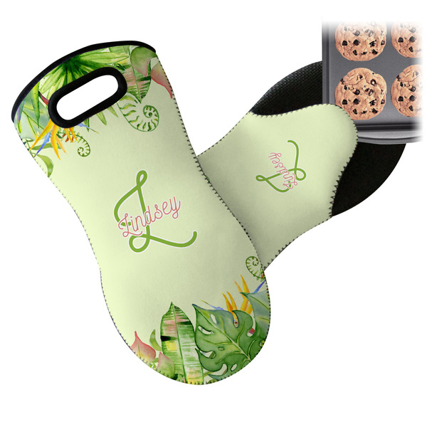 Tropical Leaves Border Neoprene Oven Mitt