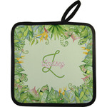 Tropical Leaves Border Pot Holder w/ Name and Initial