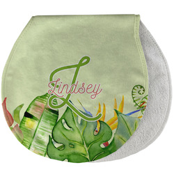 Tropical Leaves Border Burp Pad - Velour w/ Name and Initial