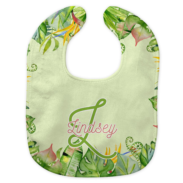 Tropical Leaves Border New Bib Flat Approval