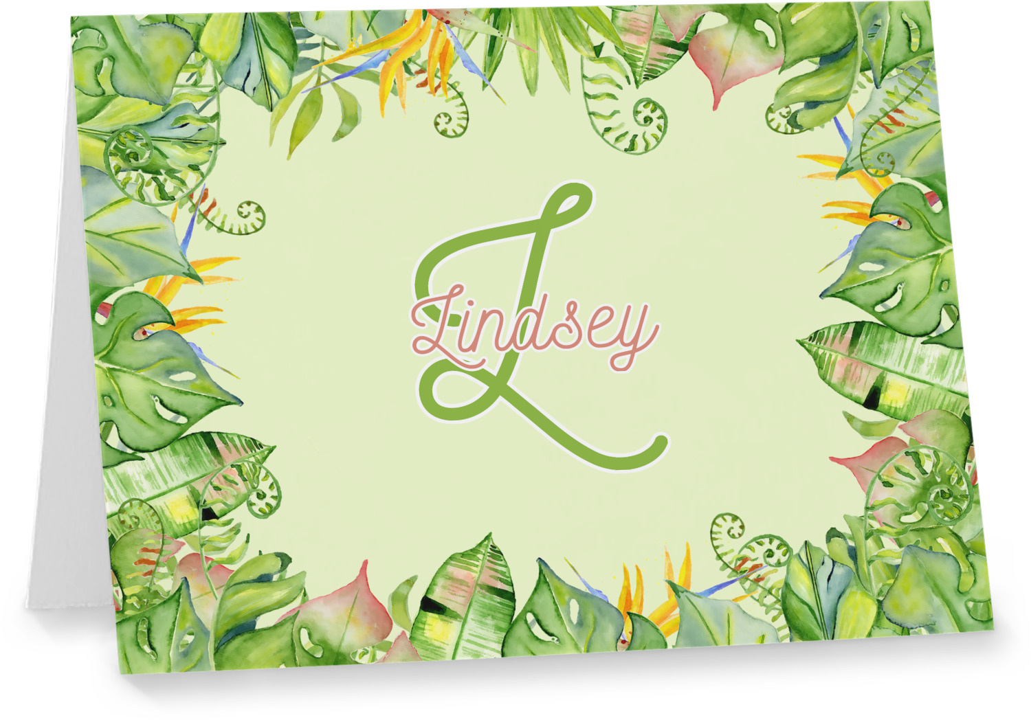 Tropical Leaves Border Note cards (Personalized) YouCustomizeIt