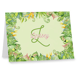 Tropical Leaves Border Note cards (Personalized)