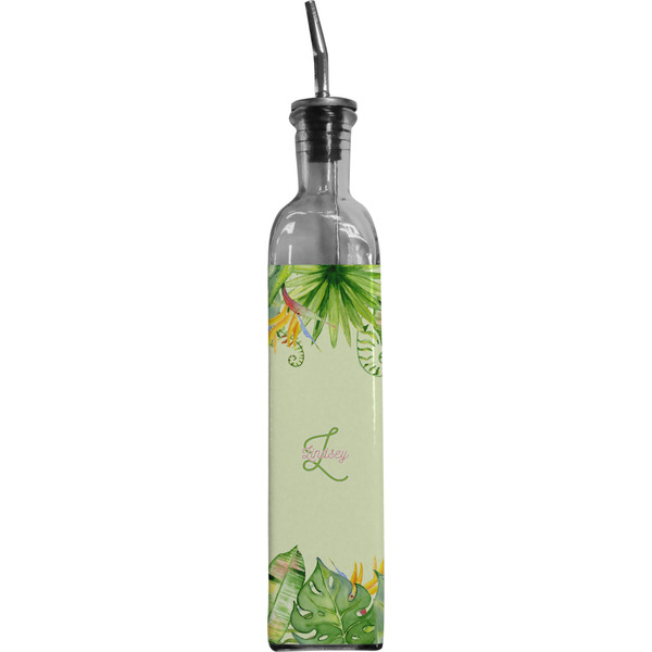 Custom Tropical Leaves Border Oil Dispenser Bottle (Personalized)