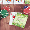 Tropical Leaves Border On Table with Poker Chips