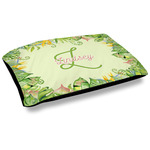 Tropical Leaves Border Dog Bed w/ Name and Initial