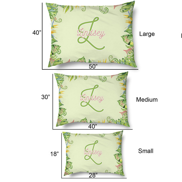 Tropical Leaves Border Outdoor Dog Beds - SIZE CHART