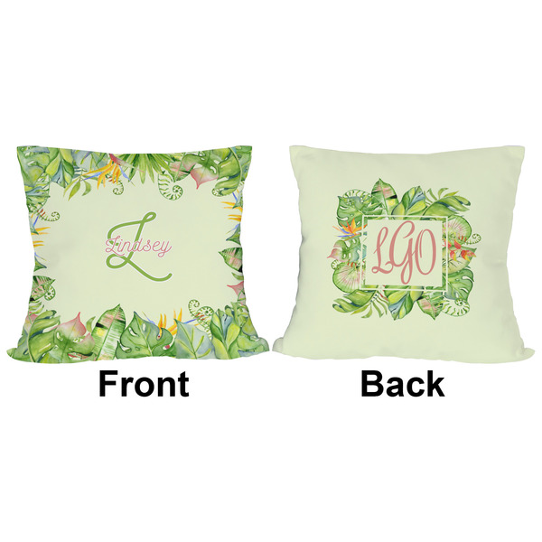 Tropical Leaves Border Outdoor Pillow - 16x16