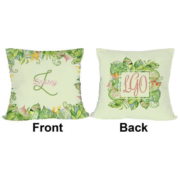 Tropical Leaves Border Outdoor Pillow - 18x18