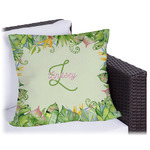 Tropical Leaves Border Outdoor Pillow (Personalized)