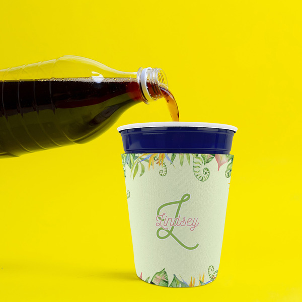 Tropical Leaves Border Party Cup Sleeves - without bottom - Lifestyle