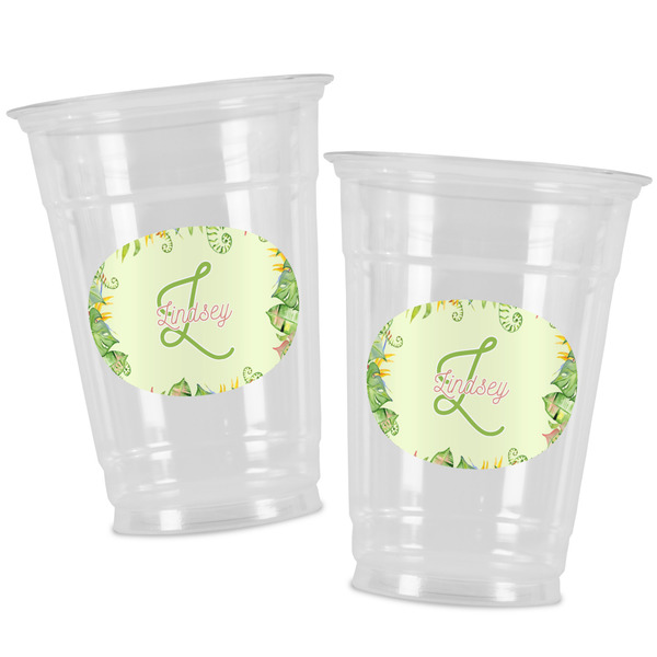 Tropical Leaves Border Party Cups - 16oz - Alt View