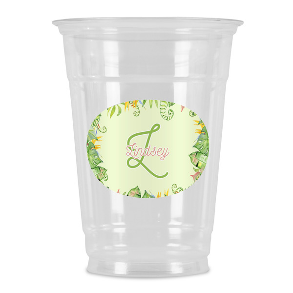 Custom Tropical Leaves Border Party Cups - 16oz (Personalized)