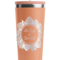 Tropical Leaves Border RTIC Everyday Tumbler with Straw - 28oz - Peach - Single-Sided (Personalized)