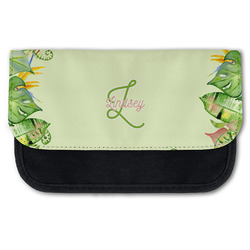Tropical Leaves Border Canvas Pencil Case w/ Name and Initial