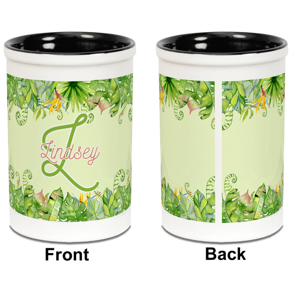 Tropical Leaves Border Pencil Holder - Black - approval