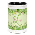 Tropical Leaves Border Ceramic Pencil Holders - Black