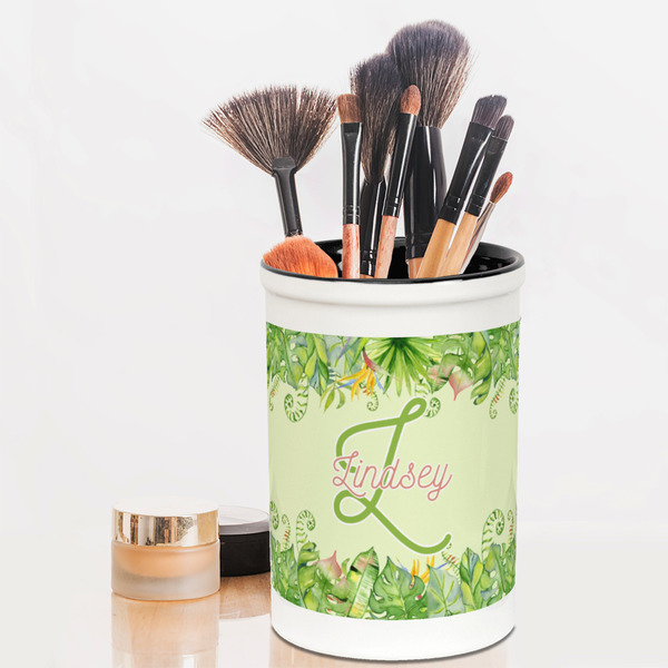Tropical Leaves Border Pencil Holder - LIFESTYLE makeup