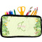 Tropical Leaves Border Neoprene Pencil Case - Small w/ Name and Initial