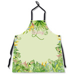 Tropical Leaves Border Apron Without Pockets w/ Name and Initial