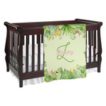 Tropical Leaves Border Baby Blanket (Double Sided) (Personalized)