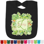 Tropical Leaves Border Cotton Baby Bib (Personalized)