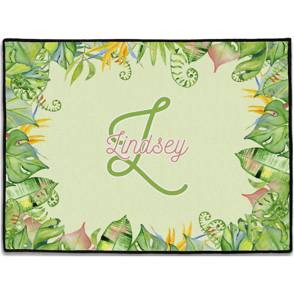 Custom Tropical Leaves Border Door Mat (Personalized)