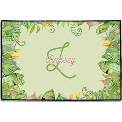Tropical Leaves Border Door Mat - 36"x24" (Personalized)