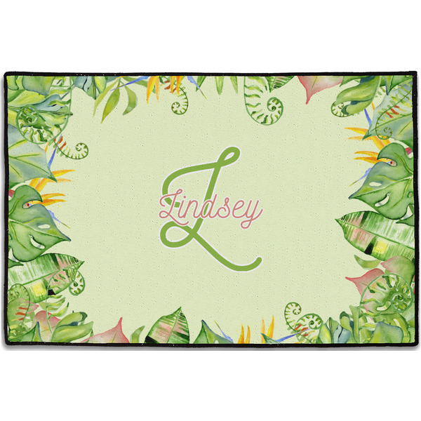 Tropical Leaves Border Personalized Door Mat - 36x24 (APPROVAL)