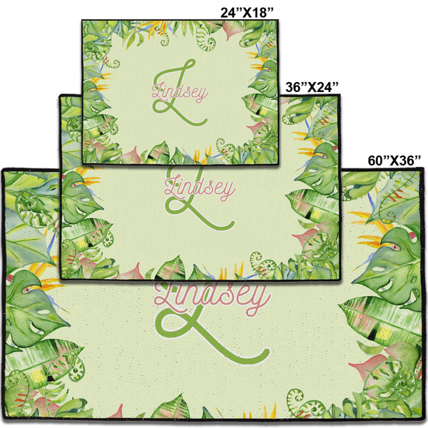 Tropical Leaves Border Personalized Door Mat - Group Parent IMF